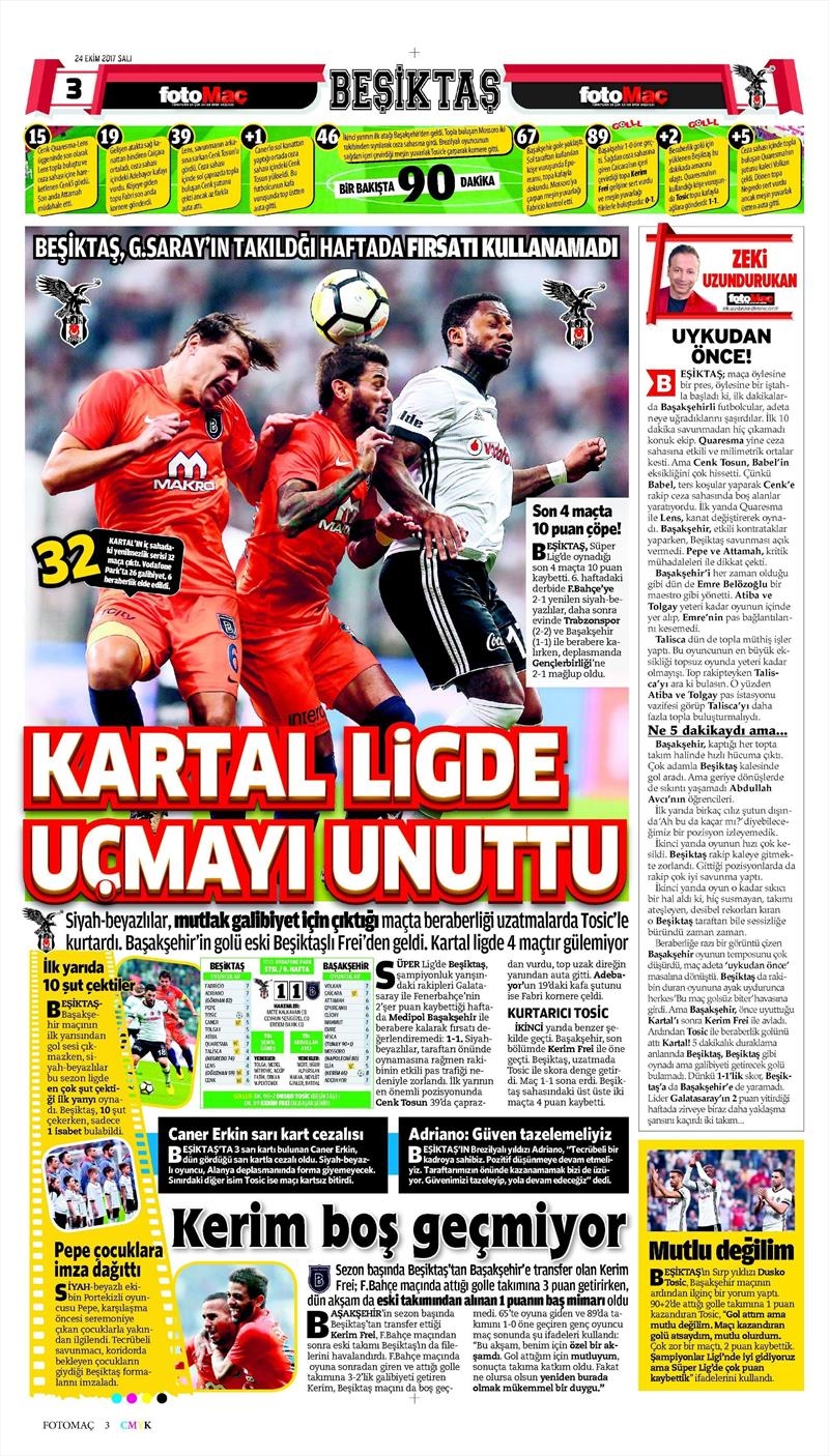 24 Ekim 2017 | Gazetelerin Beşiktaş Manşetleri - Görsel 9