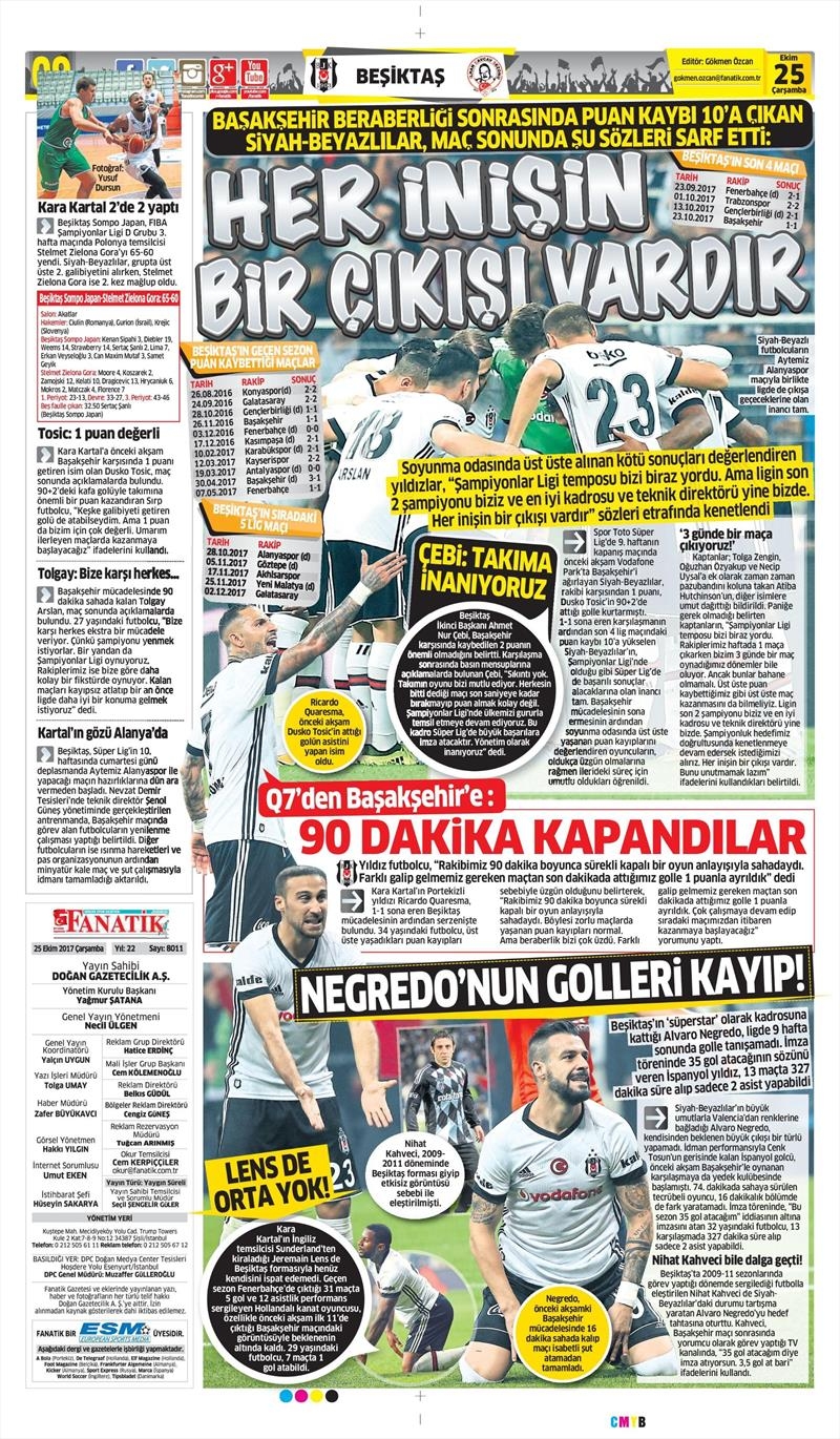 25 Ekim 2017 | İşte gazetelerin Beşiktaş manşetleri - Görsel 2