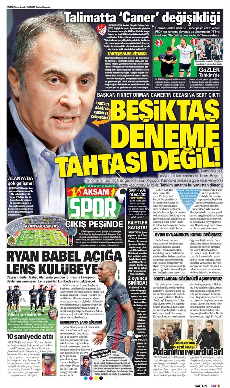 28 Ekim 2017 | Gazetelerin Beşiktaş Manşetleri - Görsel 8