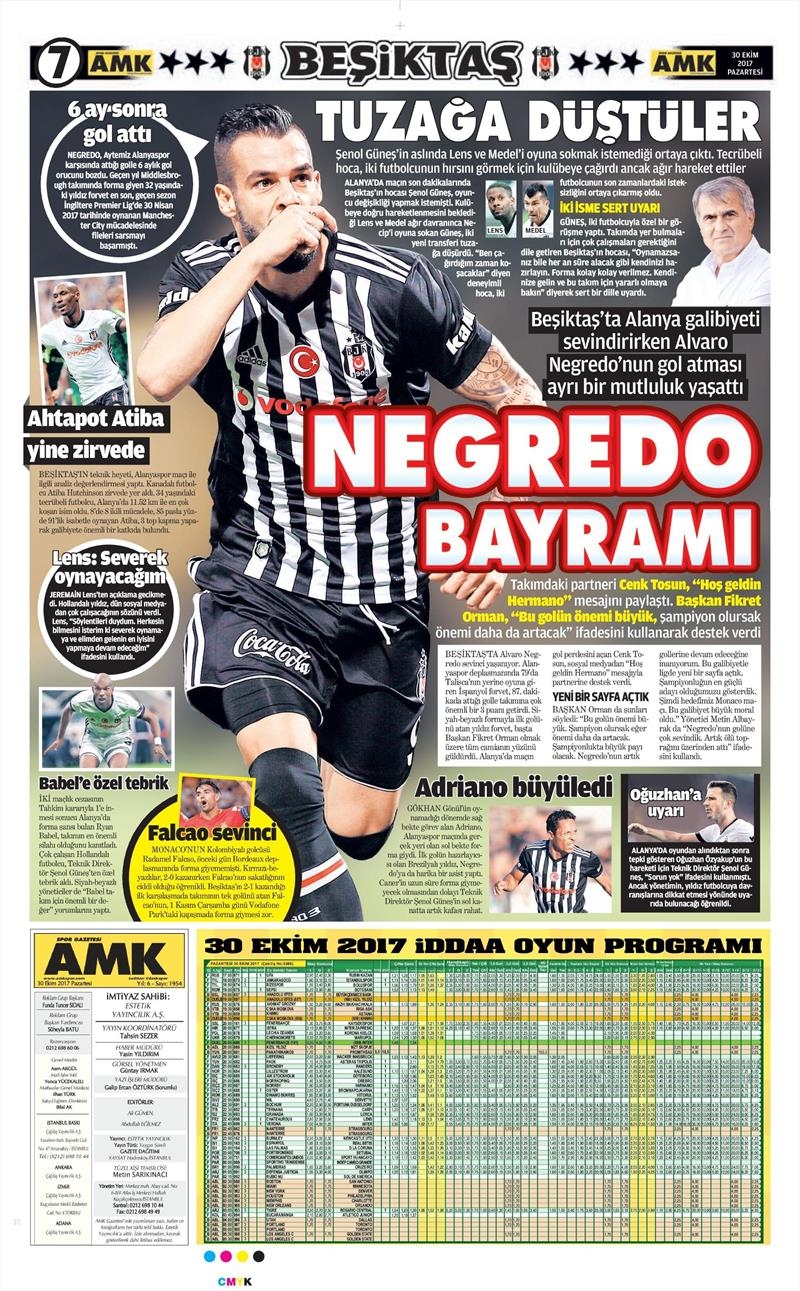 30 Ekim 2017 | Gazetelerin Beşiktaş Manşetleri - Görsel 2