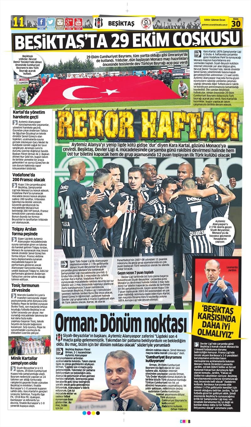 30 Ekim 2017 | Gazetelerin Beşiktaş Manşetleri - Görsel 4