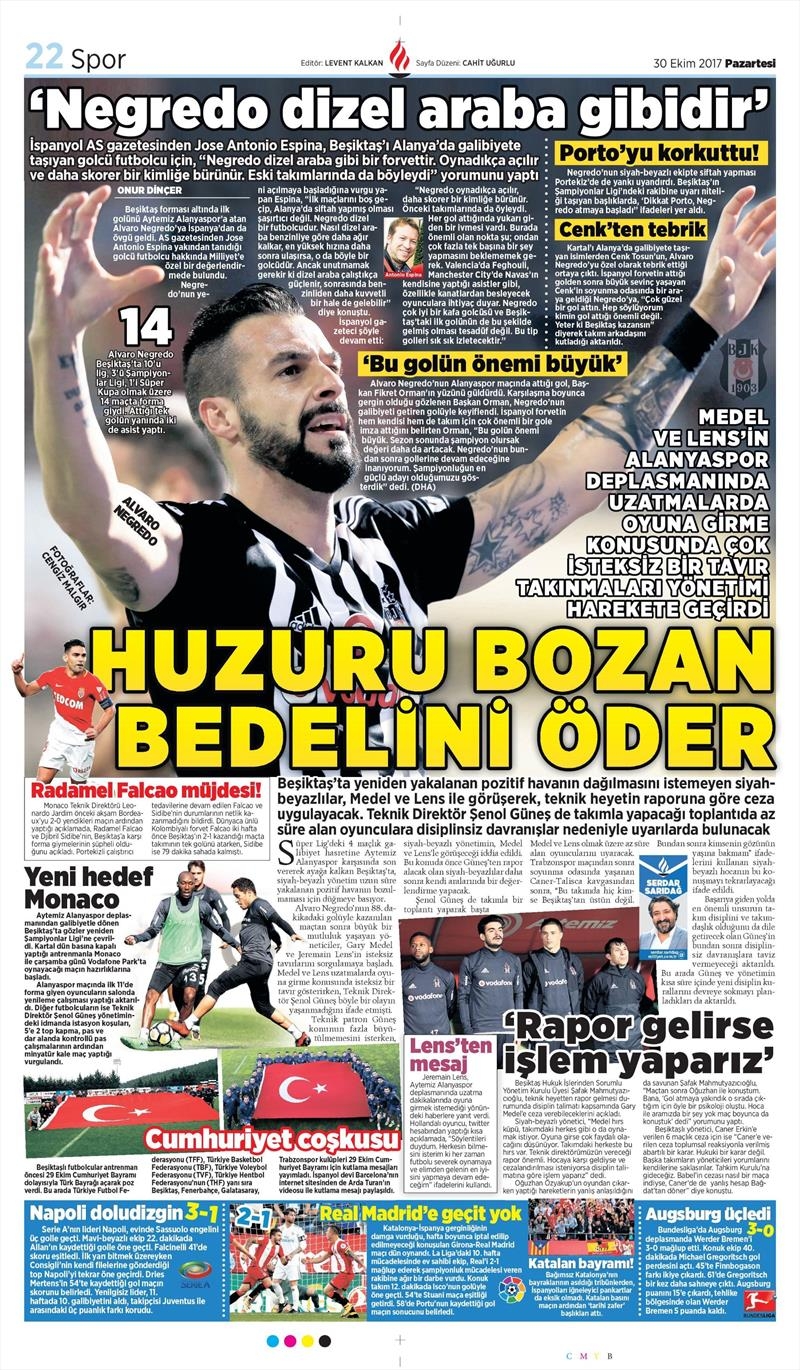 30 Ekim 2017 | Gazetelerin Beşiktaş Manşetleri - Görsel 7