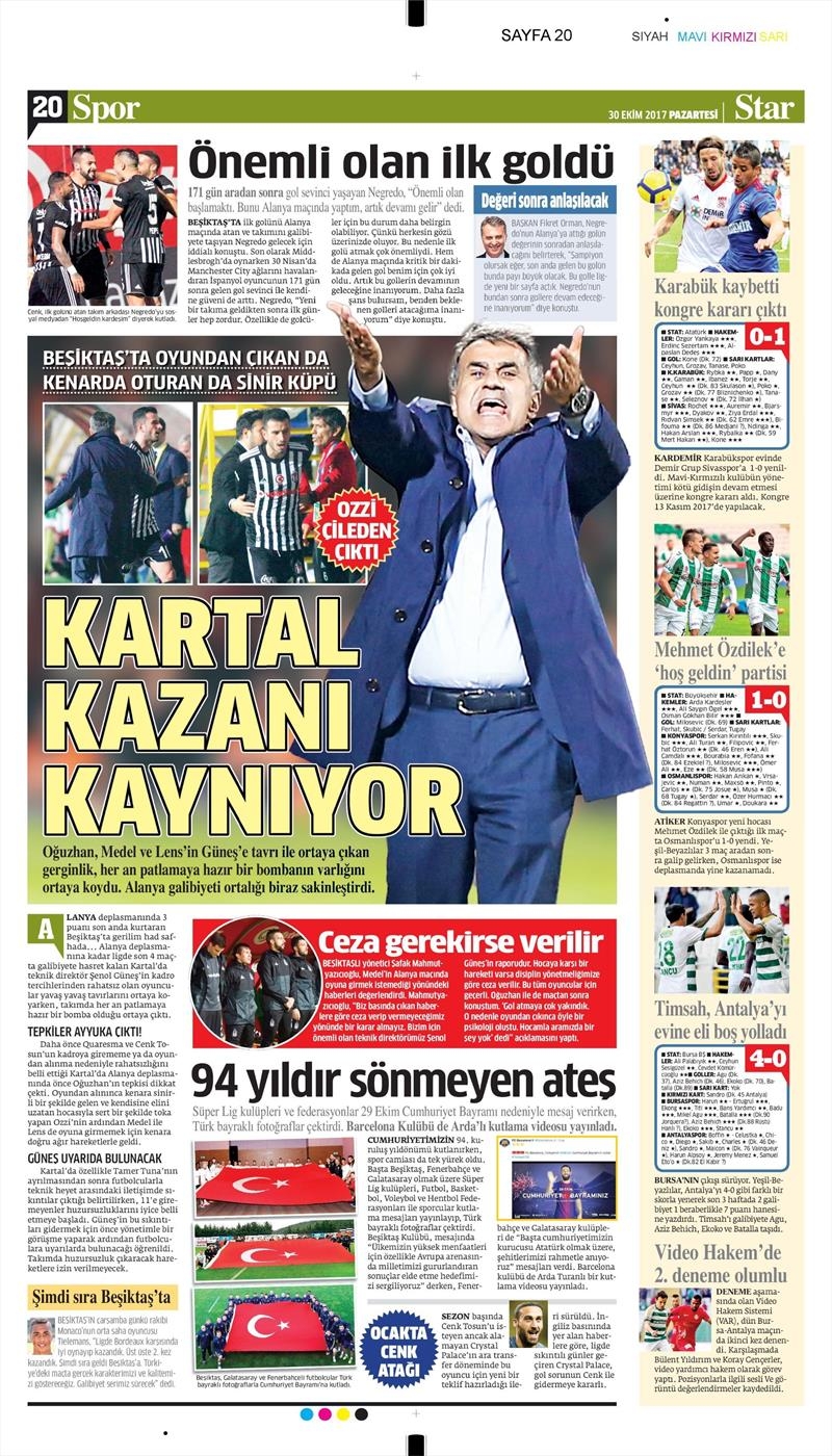 30 Ekim 2017 | Gazetelerin Beşiktaş Manşetleri - Görsel 9