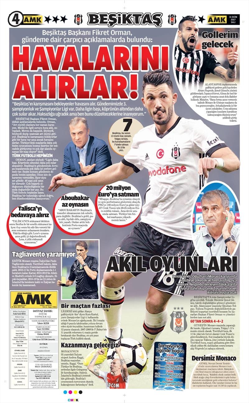 31 Ekim 2017 | Gazetelerin Beşiktaş Manşetleri - Görsel 2