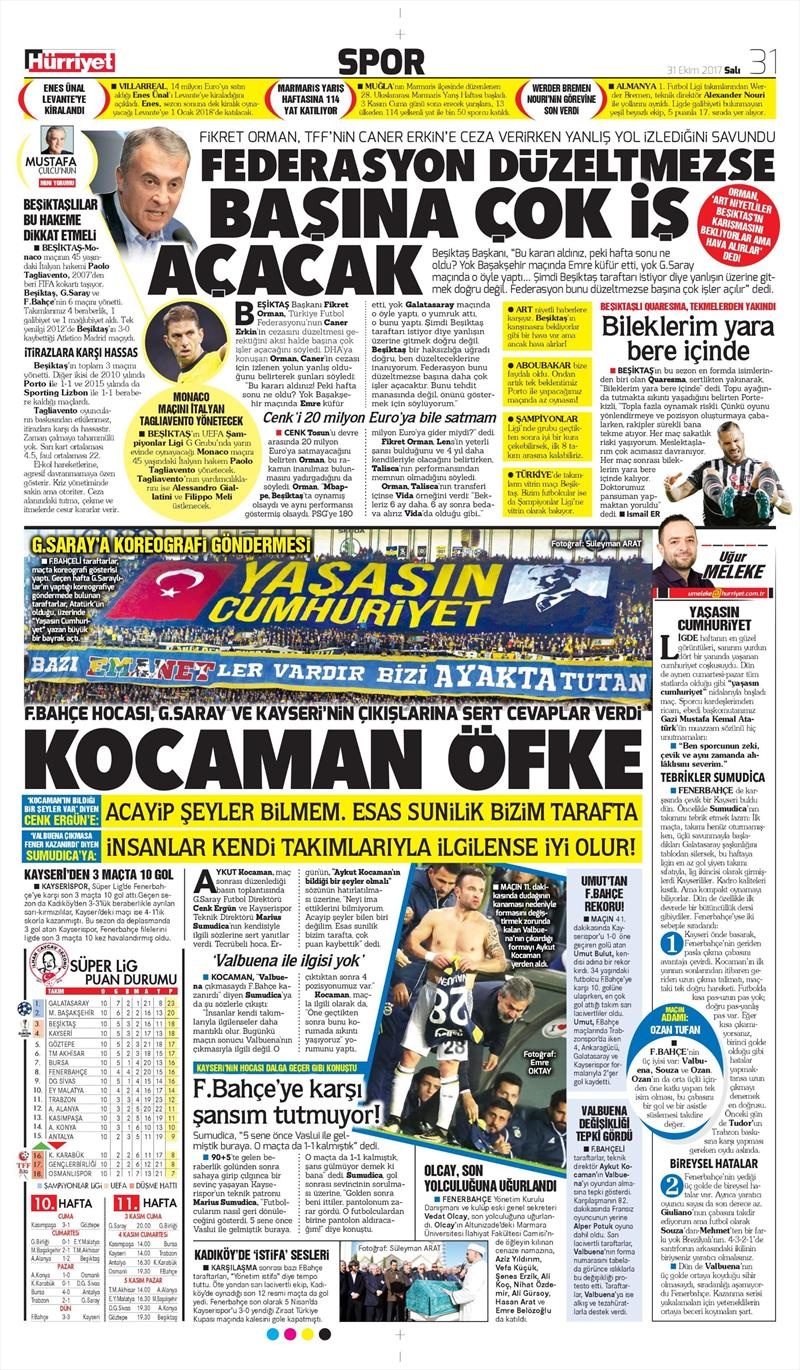 31 Ekim 2017 | Gazetelerin Beşiktaş Manşetleri - Görsel 7
