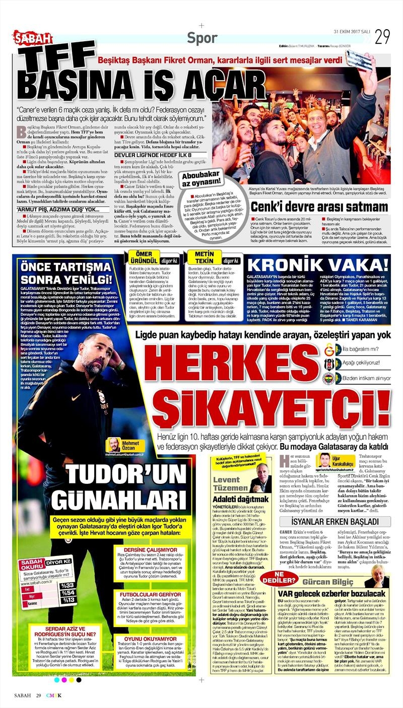 31 Ekim 2017 | Gazetelerin Beşiktaş Manşetleri - Görsel 9