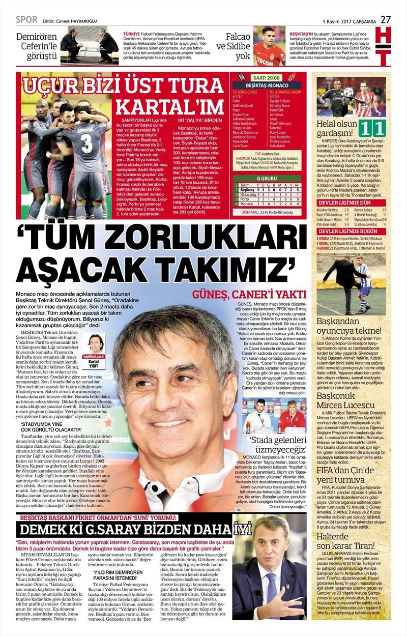 01 Kasım 2017 | Gazetelerin Beşiktaş Manşetleri - Görsel 10