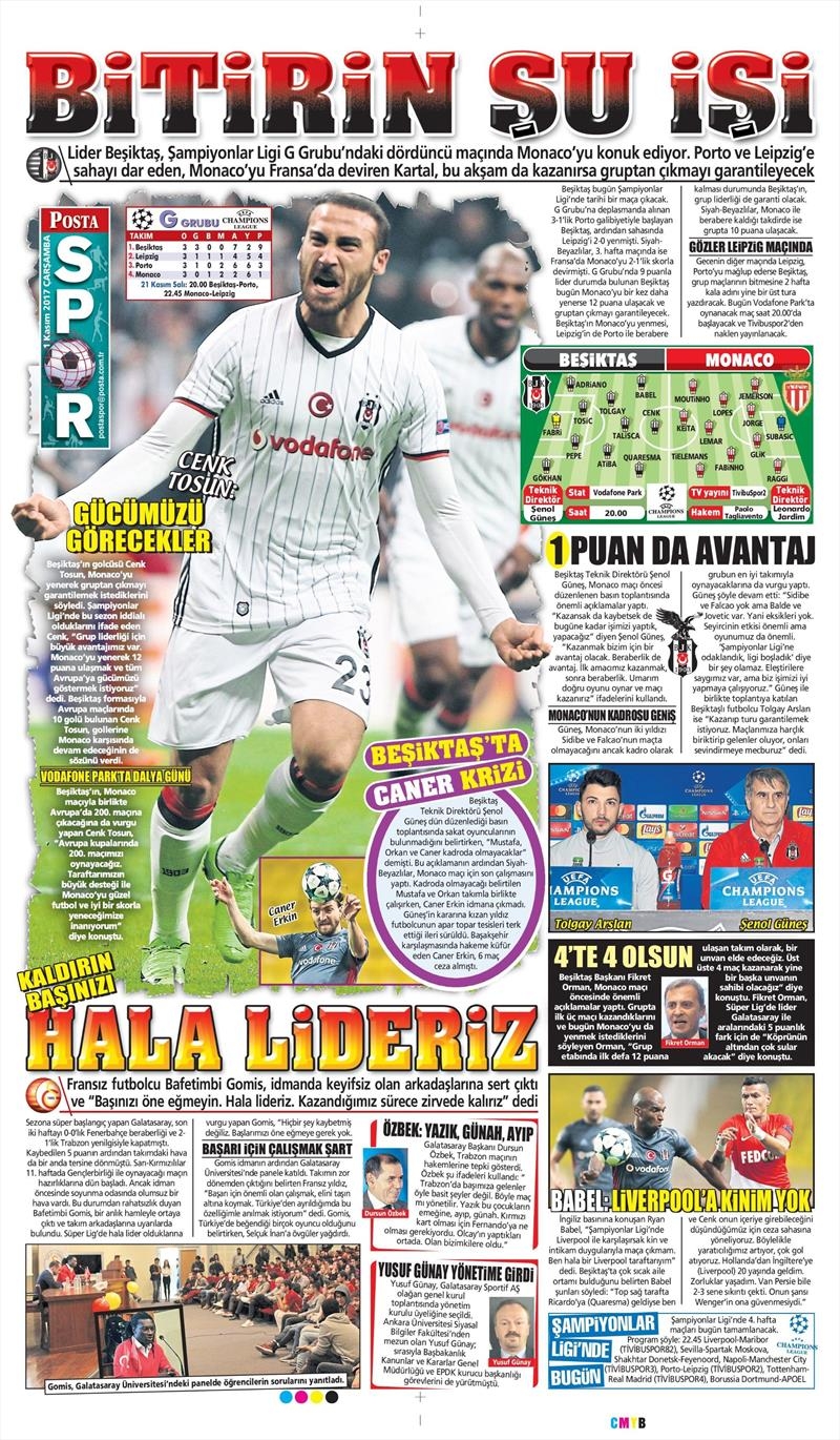 01 Kasım 2017 | Gazetelerin Beşiktaş Manşetleri - Görsel 13