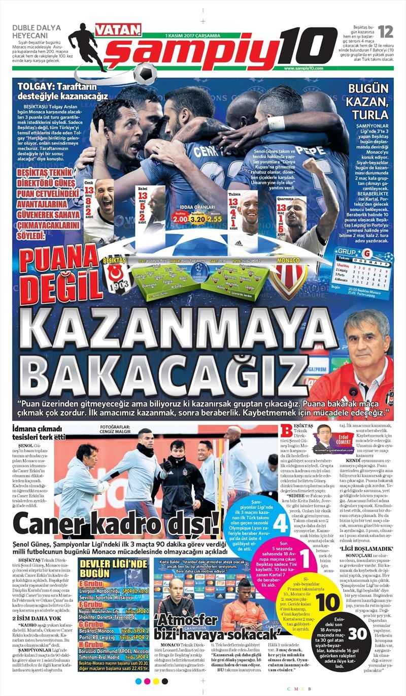 01 Kasım 2017 | Gazetelerin Beşiktaş Manşetleri - Görsel 16