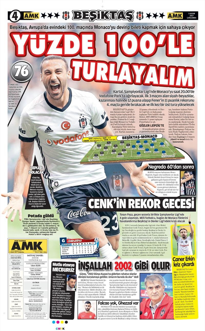 01 Kasım 2017 | Gazetelerin Beşiktaş Manşetleri - Görsel 3