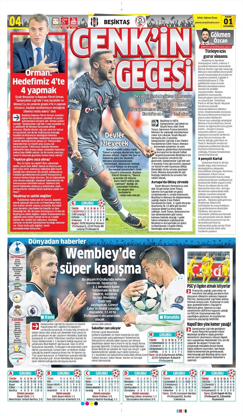 01 Kasım 2017 | Gazetelerin Beşiktaş Manşetleri - Görsel 7