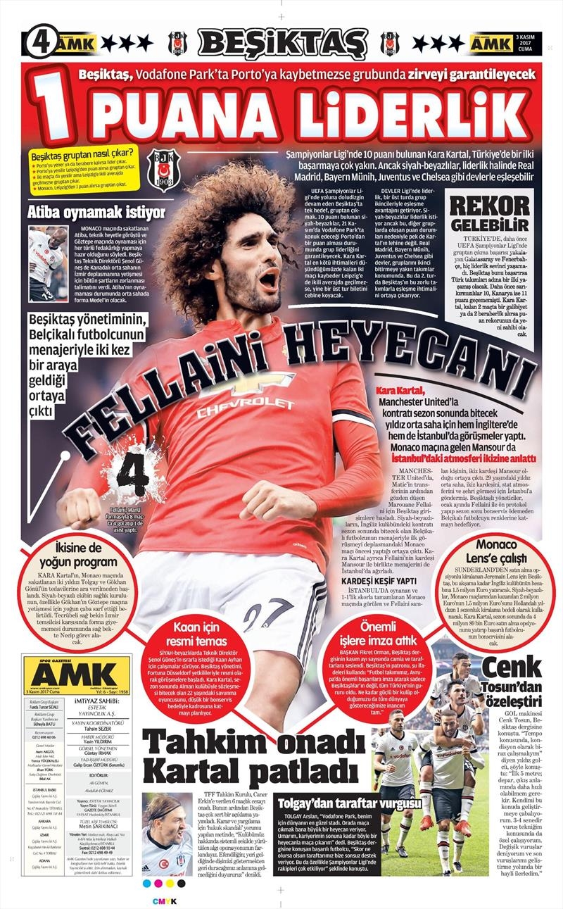 3 Kasım 2017 | İşte gazetelerin Beşiktaş manşetleri - Görsel 1