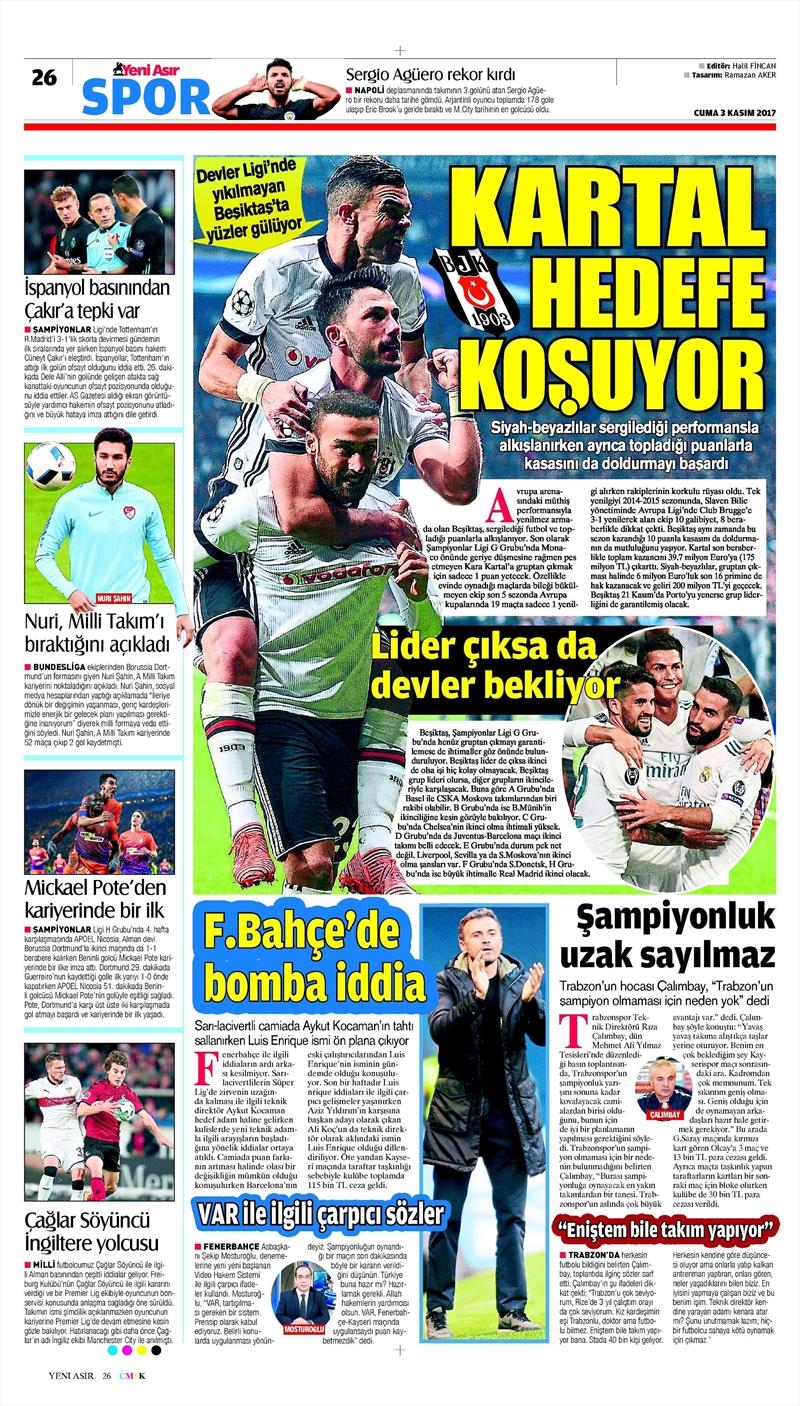3 Kasım 2017 | İşte gazetelerin Beşiktaş manşetleri - Görsel 10