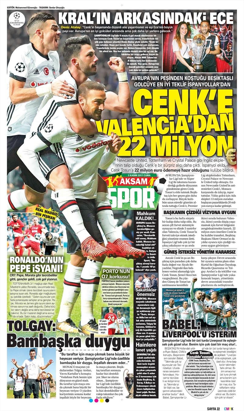 3 Kasım 2017 | İşte gazetelerin Beşiktaş manşetleri - Görsel 14