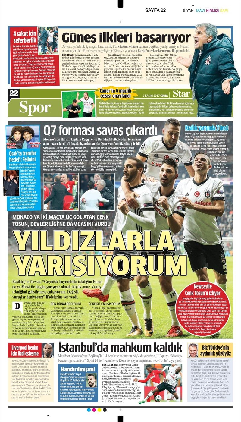 3 Kasım 2017 | İşte gazetelerin Beşiktaş manşetleri - Görsel 15