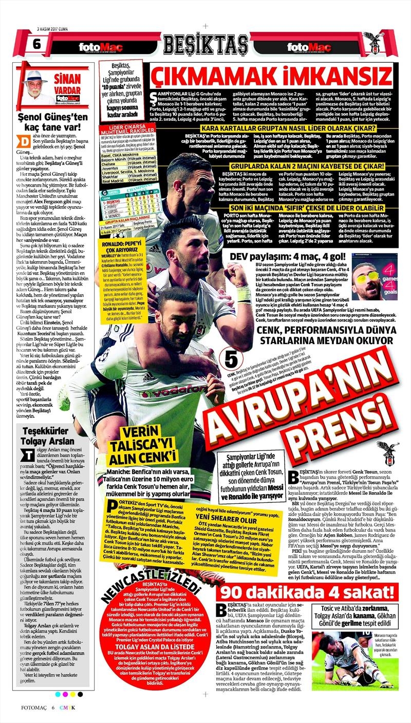 3 Kasım 2017 | İşte gazetelerin Beşiktaş manşetleri - Görsel 19