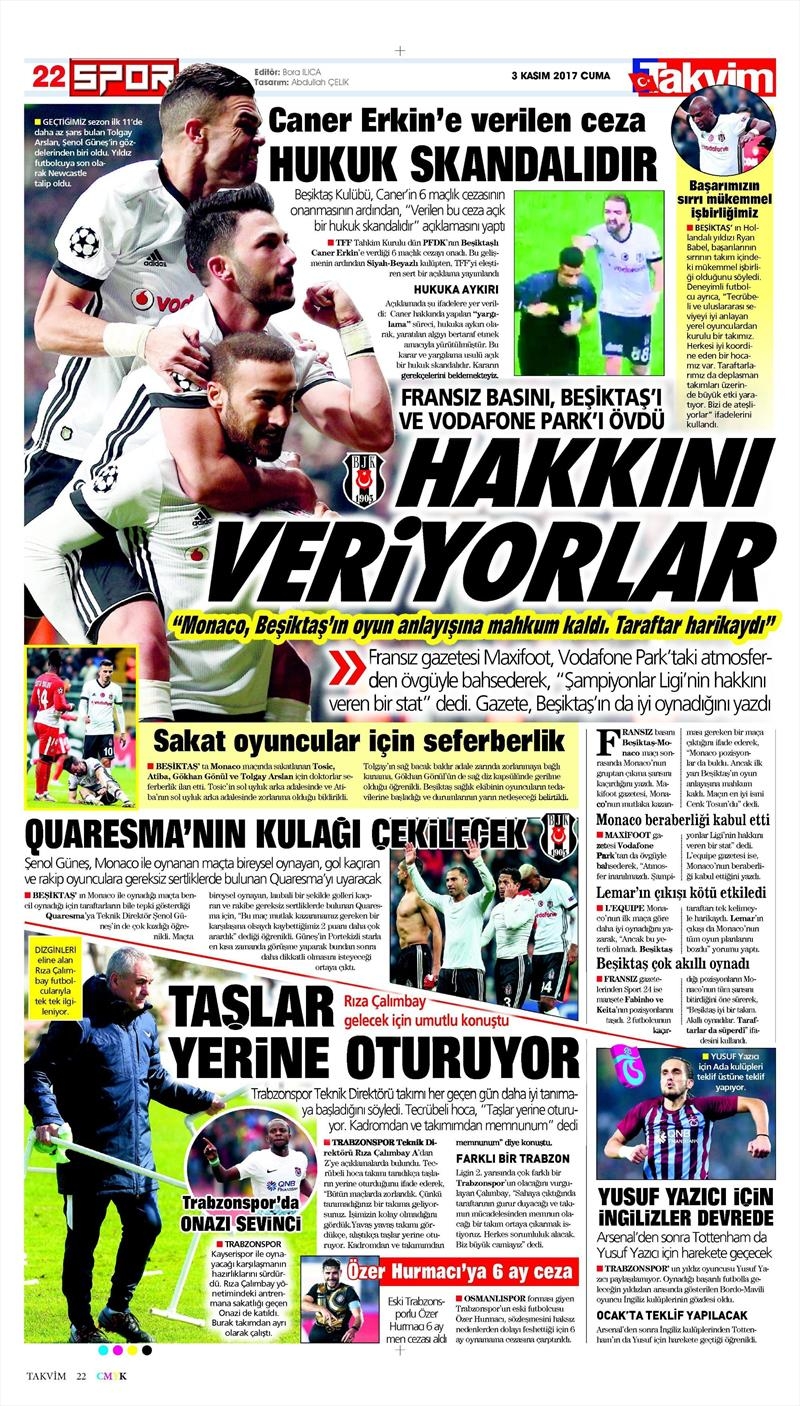 3 Kasım 2017 | İşte gazetelerin Beşiktaş manşetleri - Görsel 21