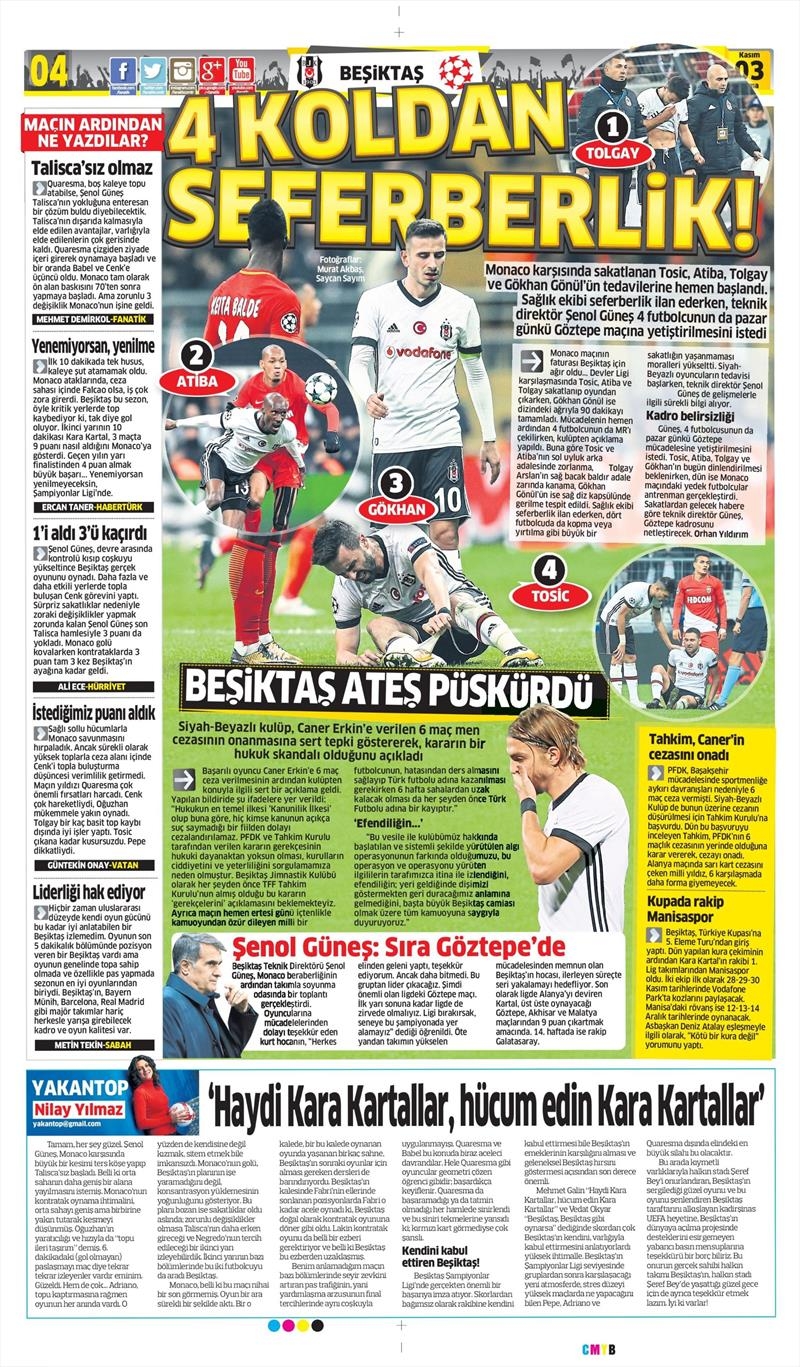 3 Kasım 2017 | İşte gazetelerin Beşiktaş manşetleri - Görsel 3