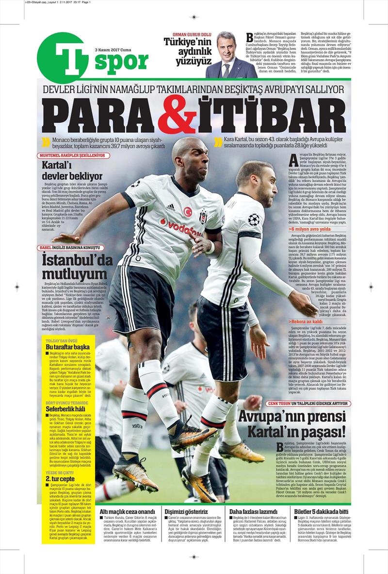 3 Kasım 2017 | İşte gazetelerin Beşiktaş manşetleri - Görsel 6