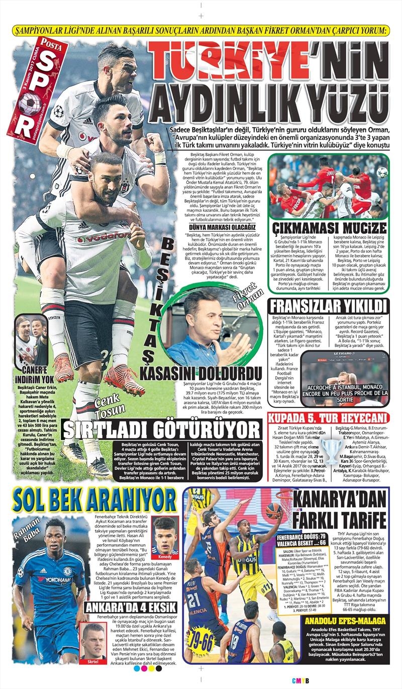 3 Kasım 2017 | İşte gazetelerin Beşiktaş manşetleri - Görsel 8