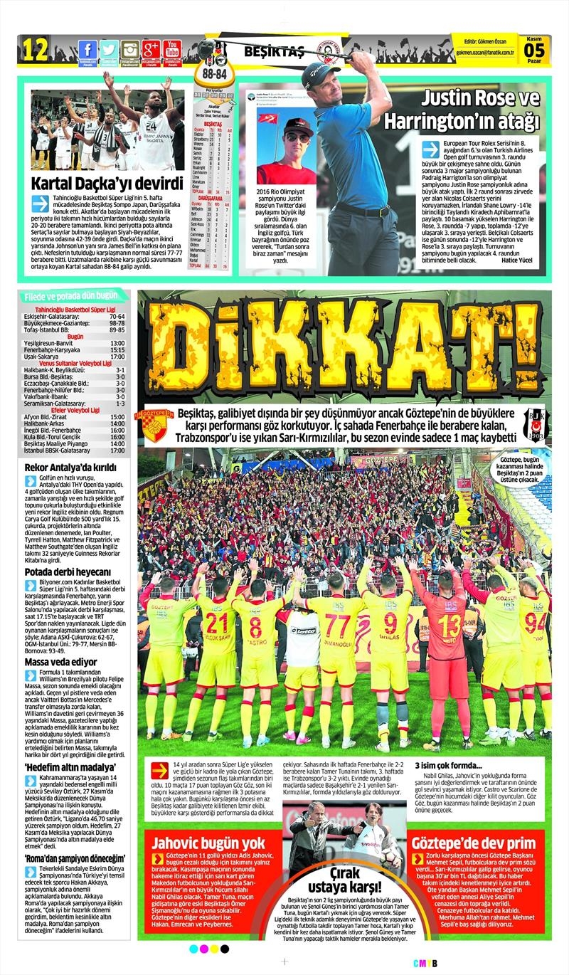 05 Kasım 207 | Gazetelerin Beşiktaş Manşetleri - Görsel 2
