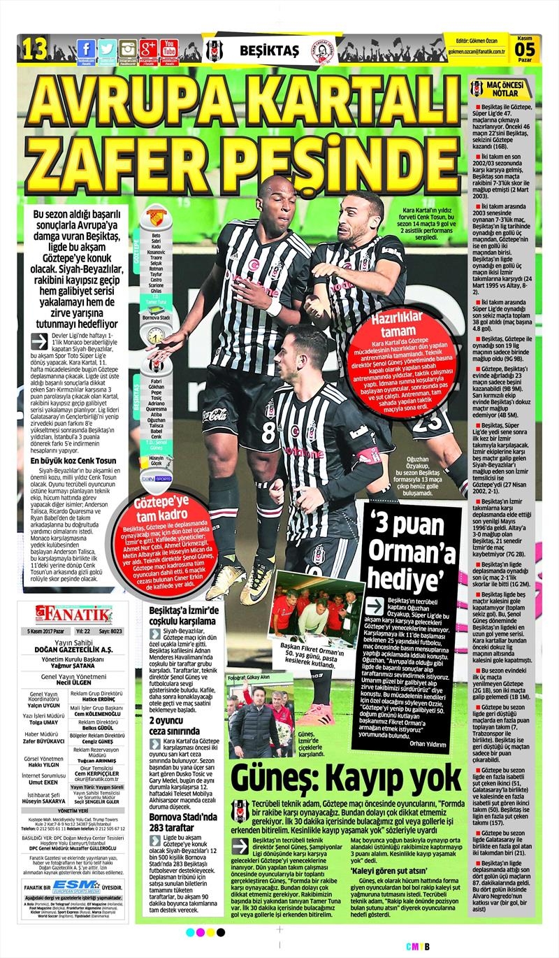 05 Kasım 207 | Gazetelerin Beşiktaş Manşetleri - Görsel 3