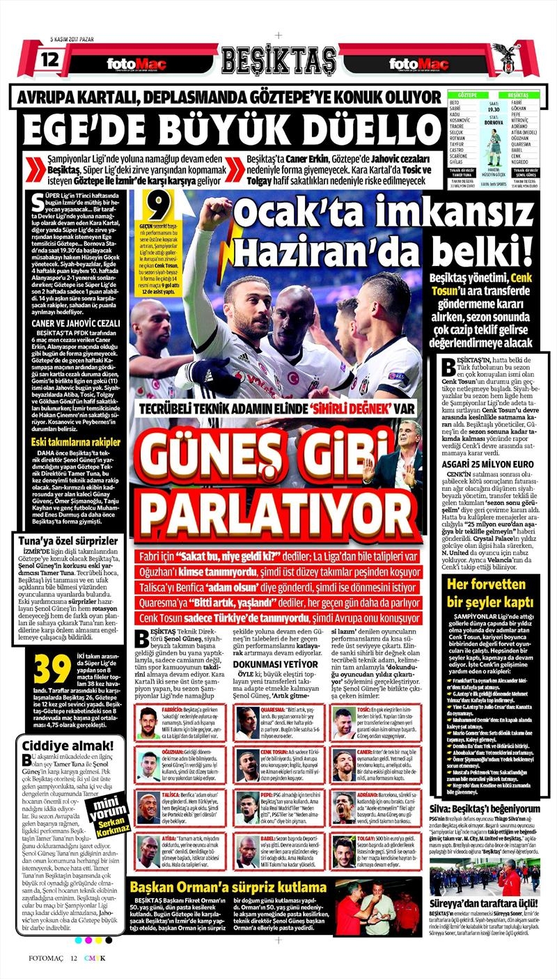 05 Kasım 207 | Gazetelerin Beşiktaş Manşetleri - Görsel 4