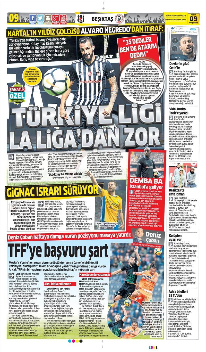 09 Kasım 2017 | Gazetelerin Beşiktaş Manşetleri - Görsel 2
