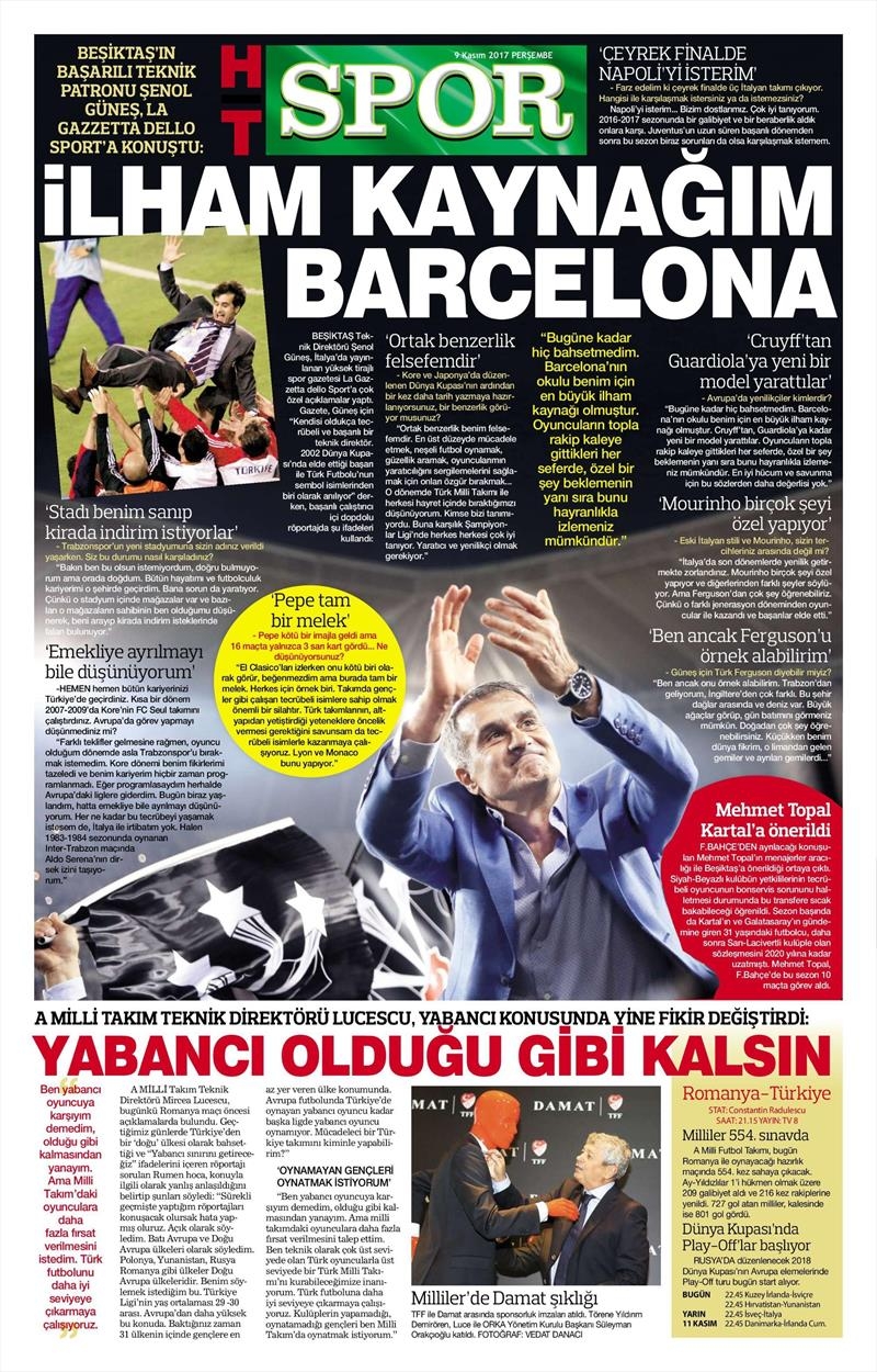 09 Kasım 2017 | Gazetelerin Beşiktaş Manşetleri - Görsel 5