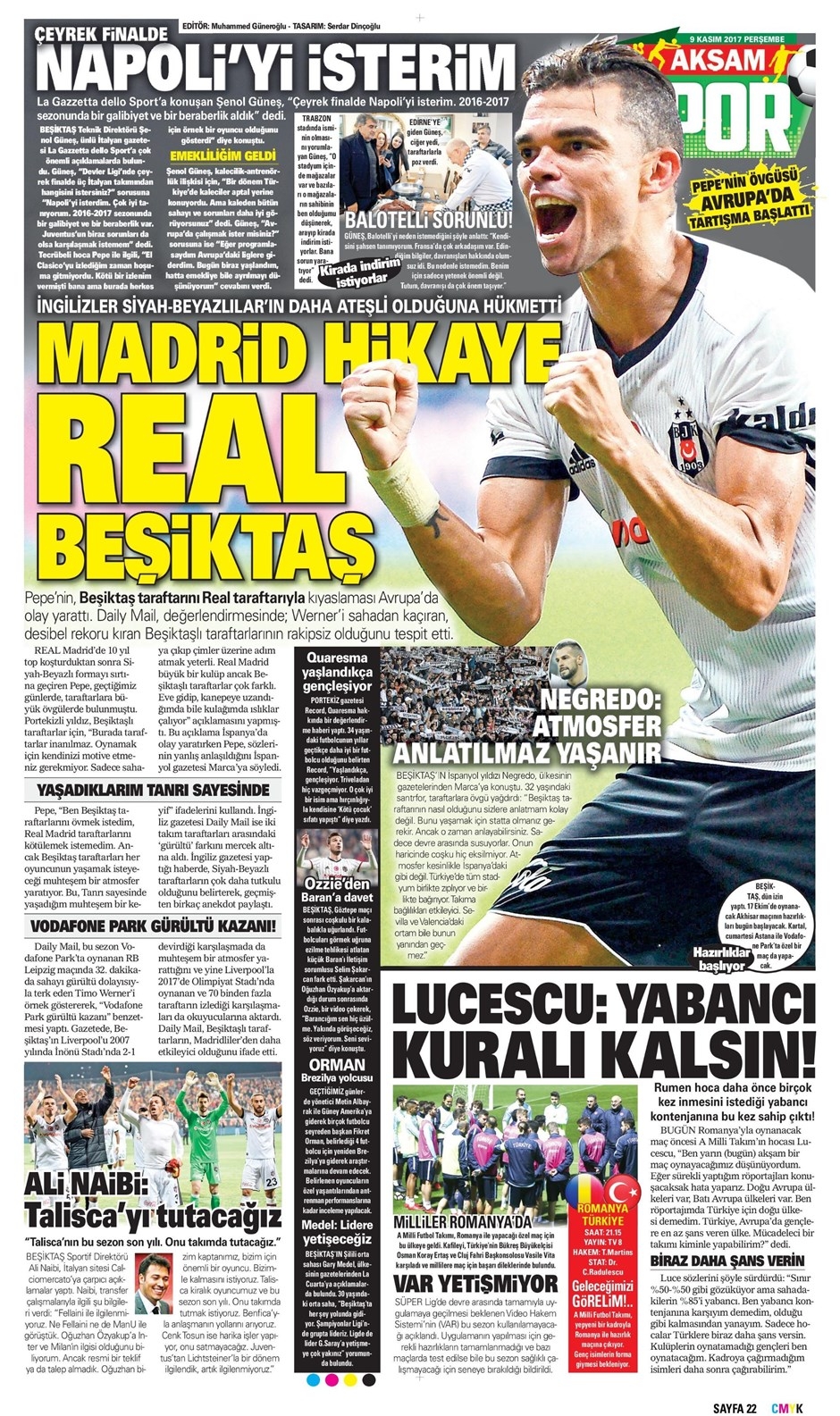 12 Kasım 2017 | Gazetelerin Beşiktaş Manşetleri - Görsel 4
