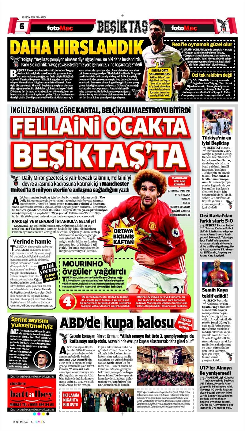 13 Kasım 2017 | Gazetelerin Beşiktaş Manşetleri - Görsel 5