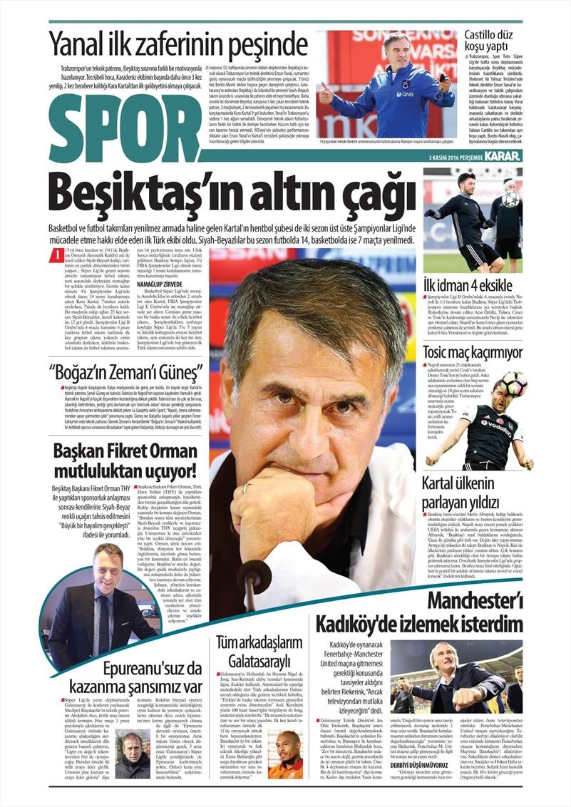 3 Kasım 2016 | Gazetelerin Beşiktaş sayfaları - Görsel 11