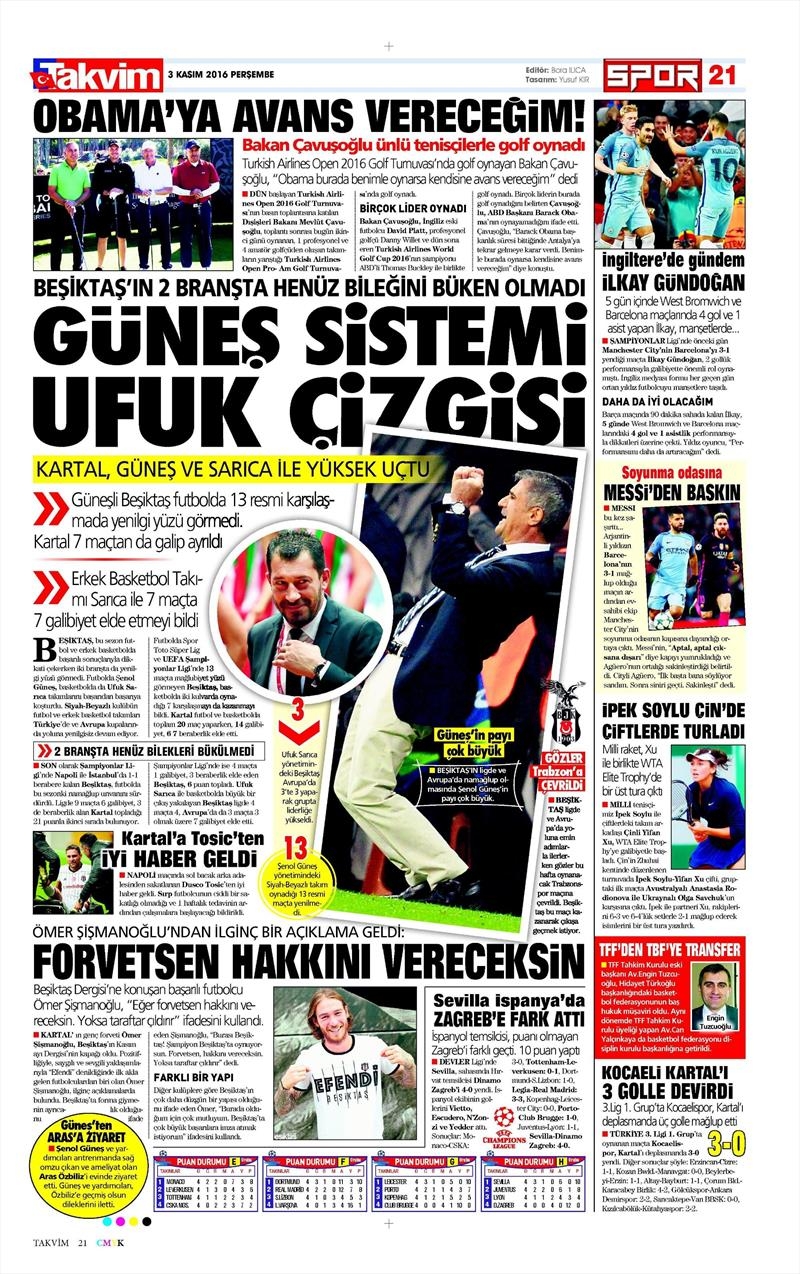 3 Kasım 2016 | Gazetelerin Beşiktaş sayfaları - Görsel 16