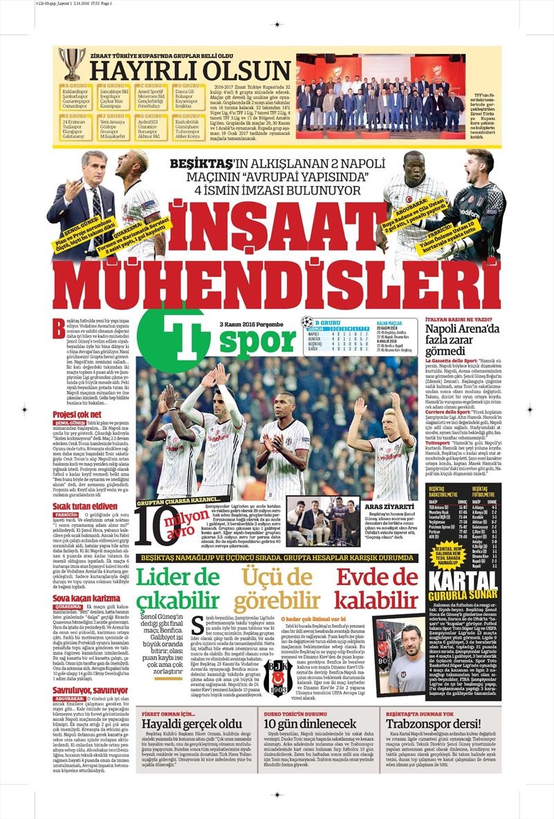 3 Kasım 2016 | Gazetelerin Beşiktaş sayfaları - Görsel 17