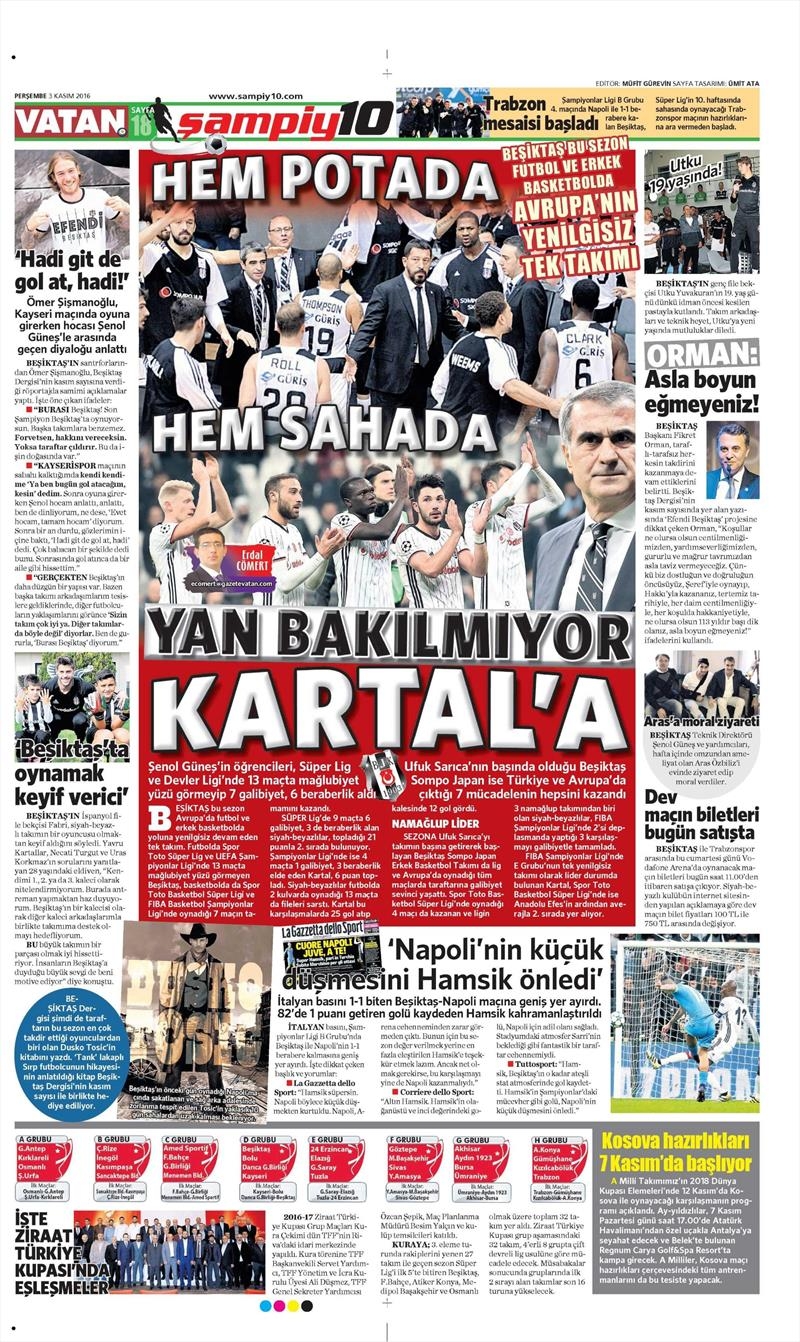 3 Kasım 2016 | Gazetelerin Beşiktaş sayfaları - Görsel 18