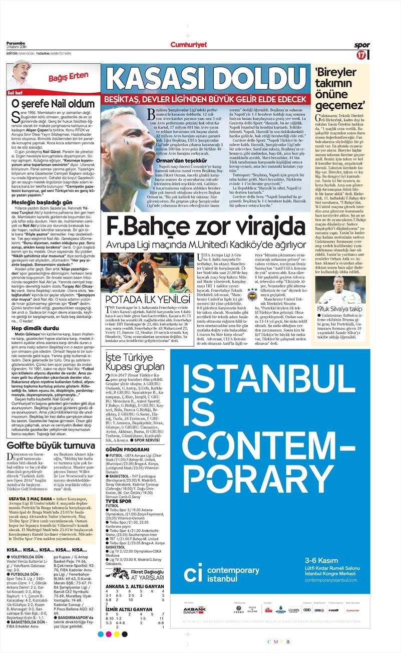 3 Kasım 2016 | Gazetelerin Beşiktaş sayfaları - Görsel 2