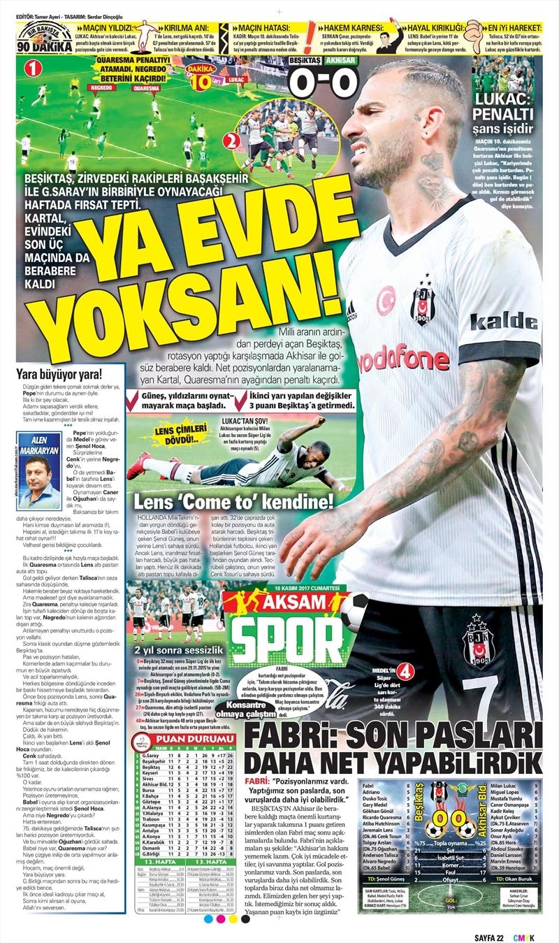 18 Kasım 2017 | Gazetelerin Beşiktaş Manşetleri - Görsel 11