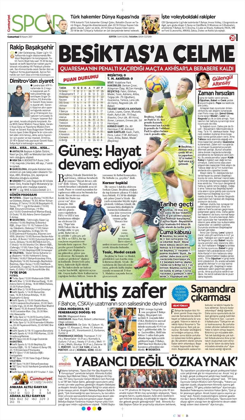 18 Kasım 2017 | Gazetelerin Beşiktaş Manşetleri - Görsel 16