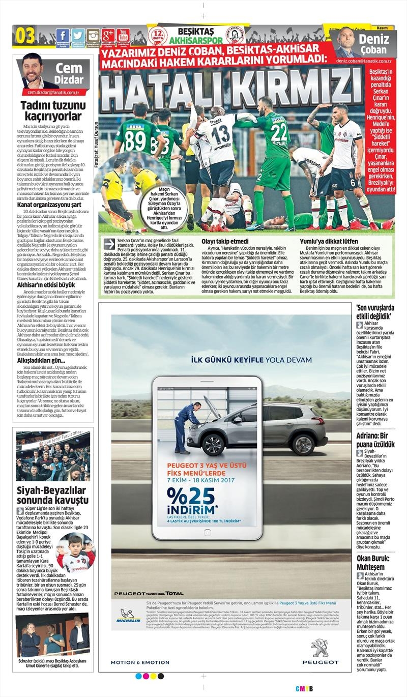 18 Kasım 2017 | Gazetelerin Beşiktaş Manşetleri - Görsel 3