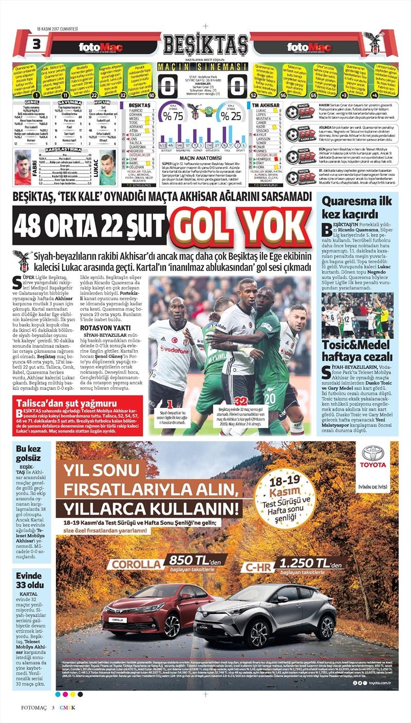 18 Kasım 2017 | Gazetelerin Beşiktaş Manşetleri - Görsel 7