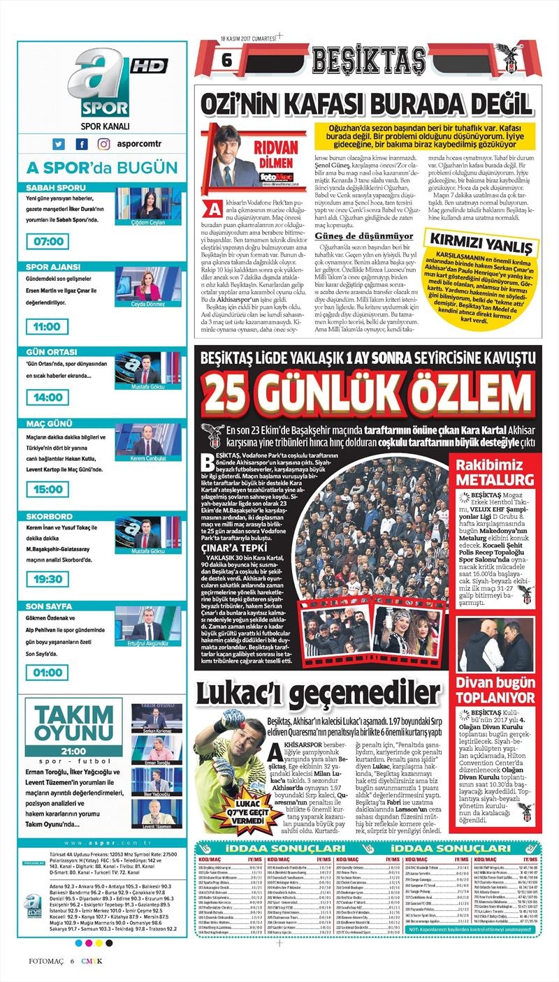 18 Kasım 2017 | Gazetelerin Beşiktaş Manşetleri - Görsel 8