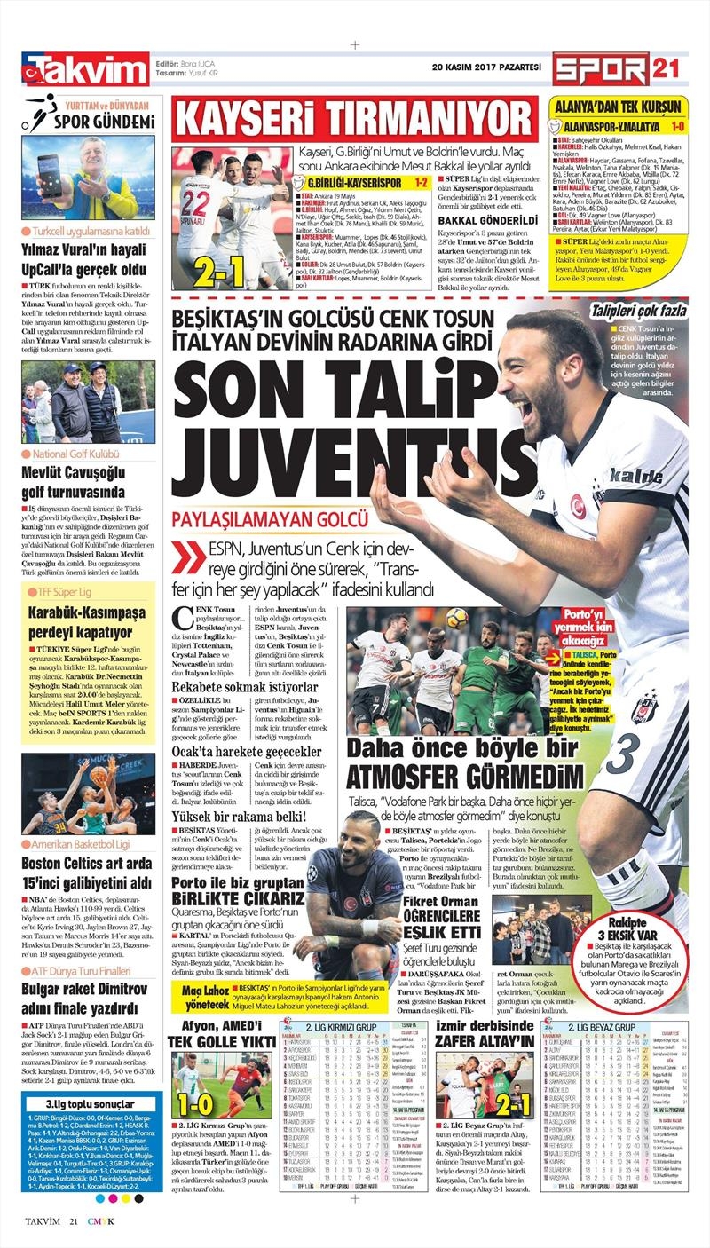 20 Kasım 2017 | Gazetelerin Beşiktaş Manşetleri - Görsel 4