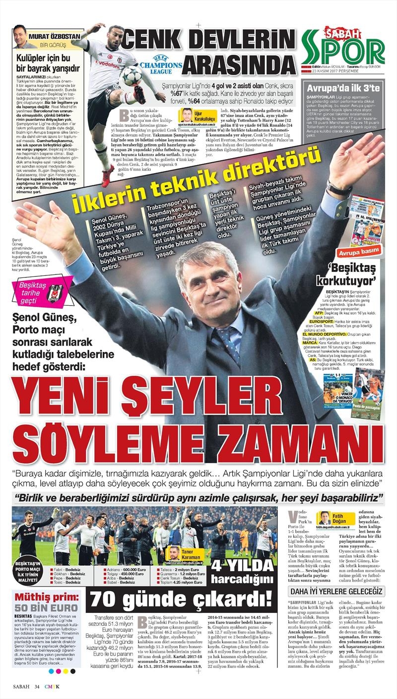 23 Kasım 2017 | Gazetelerin Beşiktaş Manşetleri - Görsel 13