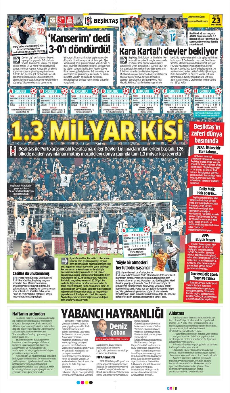 23 Kasım 2017 | Gazetelerin Beşiktaş Manşetleri - Görsel 4