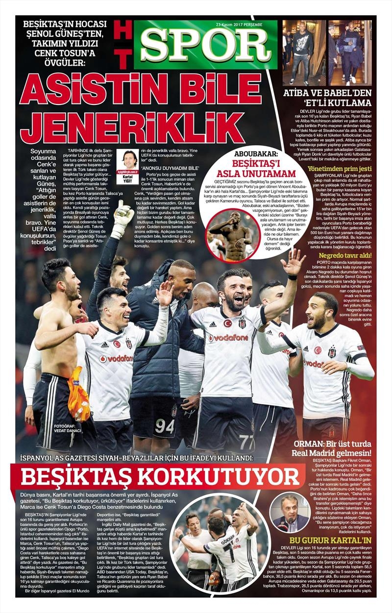 23 Kasım 2017 | Gazetelerin Beşiktaş Manşetleri - Görsel 9