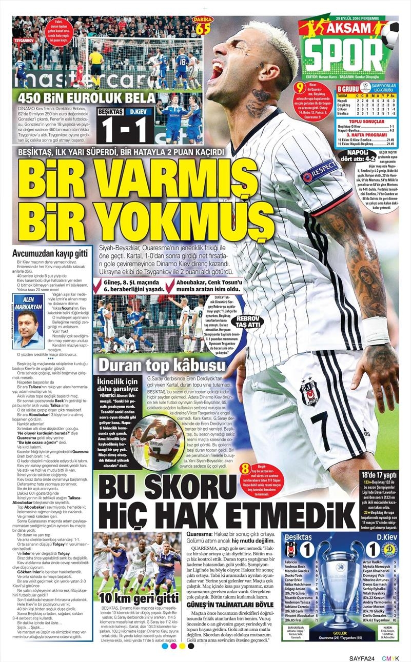 29 Eylül 2016 | Beşiktaş sayfaları - Görsel 14