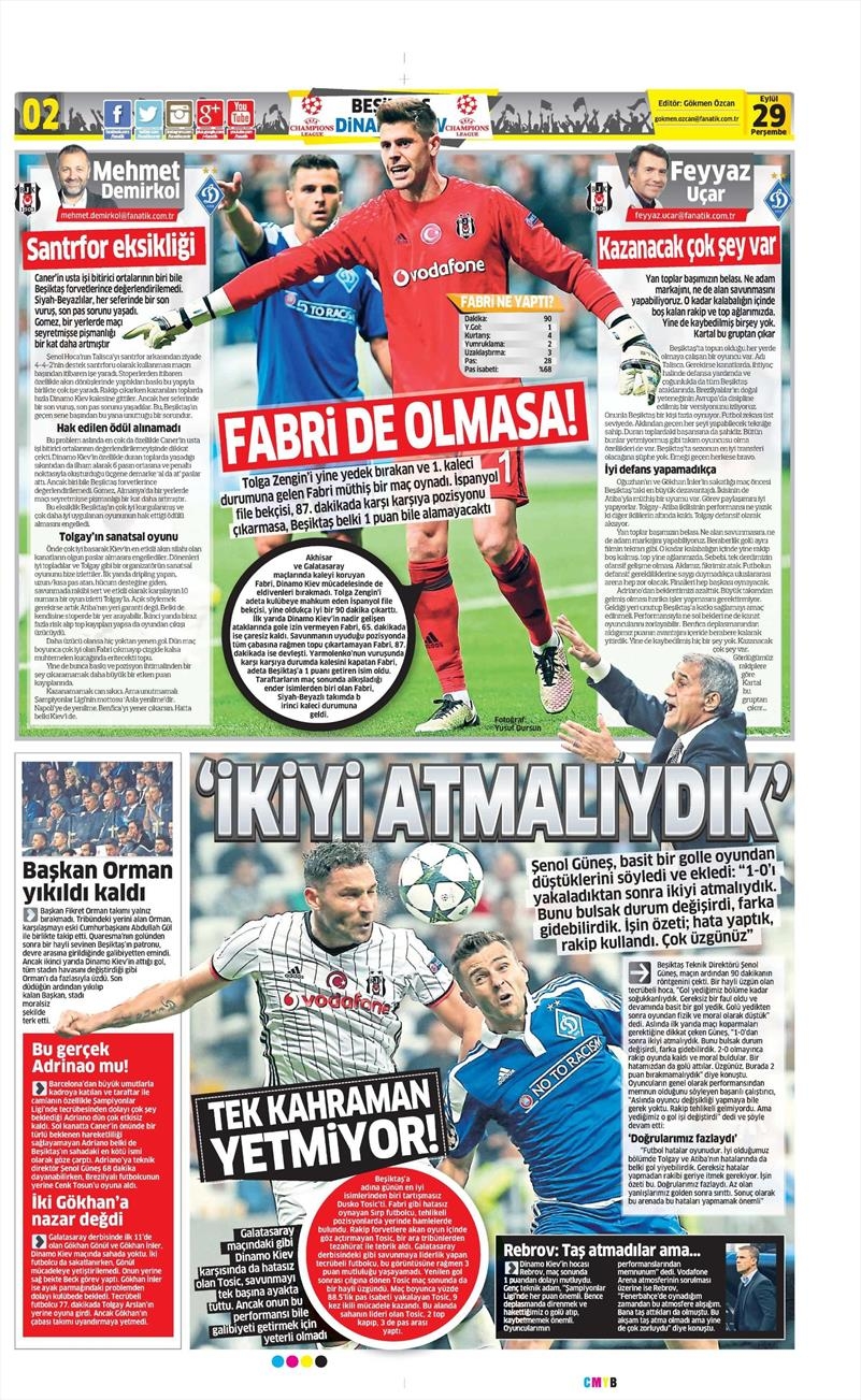 29 Eylül 2016 | Beşiktaş sayfaları - Görsel 23