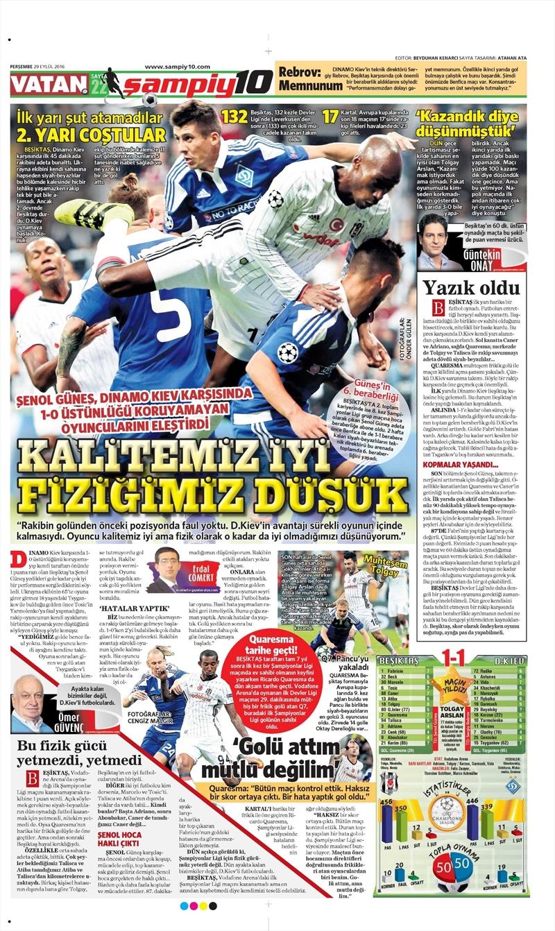 29 Eylül 2016 | Beşiktaş sayfaları - Görsel 4
