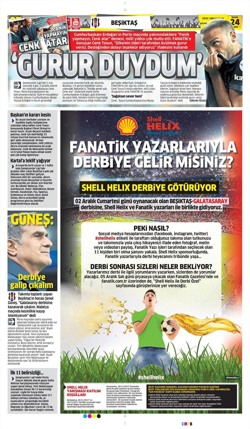 24 Kasım 2017 | Gazetelerin Beşiktaş Manşetleri - Görsel 3