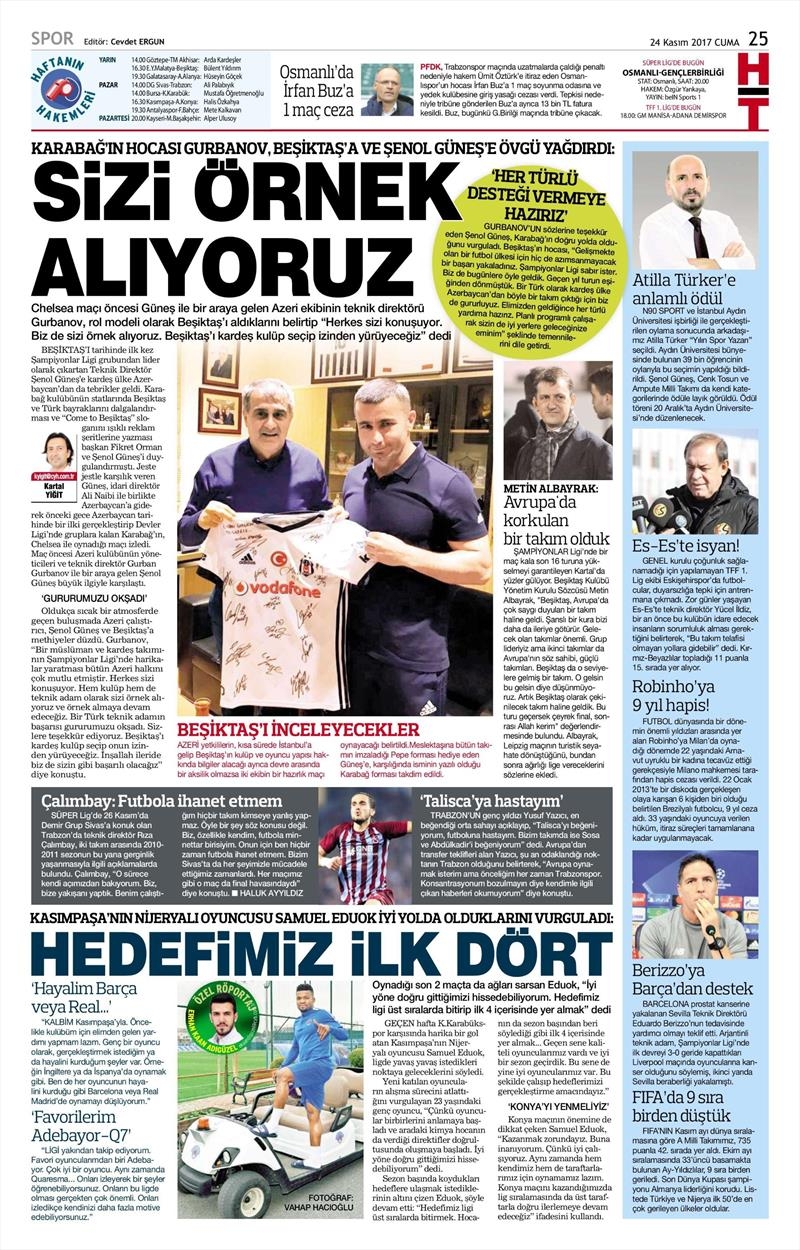 24 Kasım 2017 | Gazetelerin Beşiktaş Manşetleri - Görsel 6